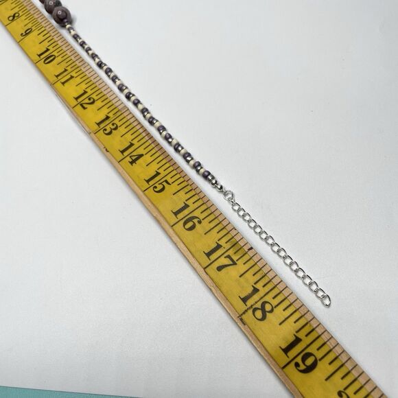 Artisan Purple Gray Jasper Gemstone Seed Bead Necklace Earrings Set Silver Tone - Picture 5 of 6